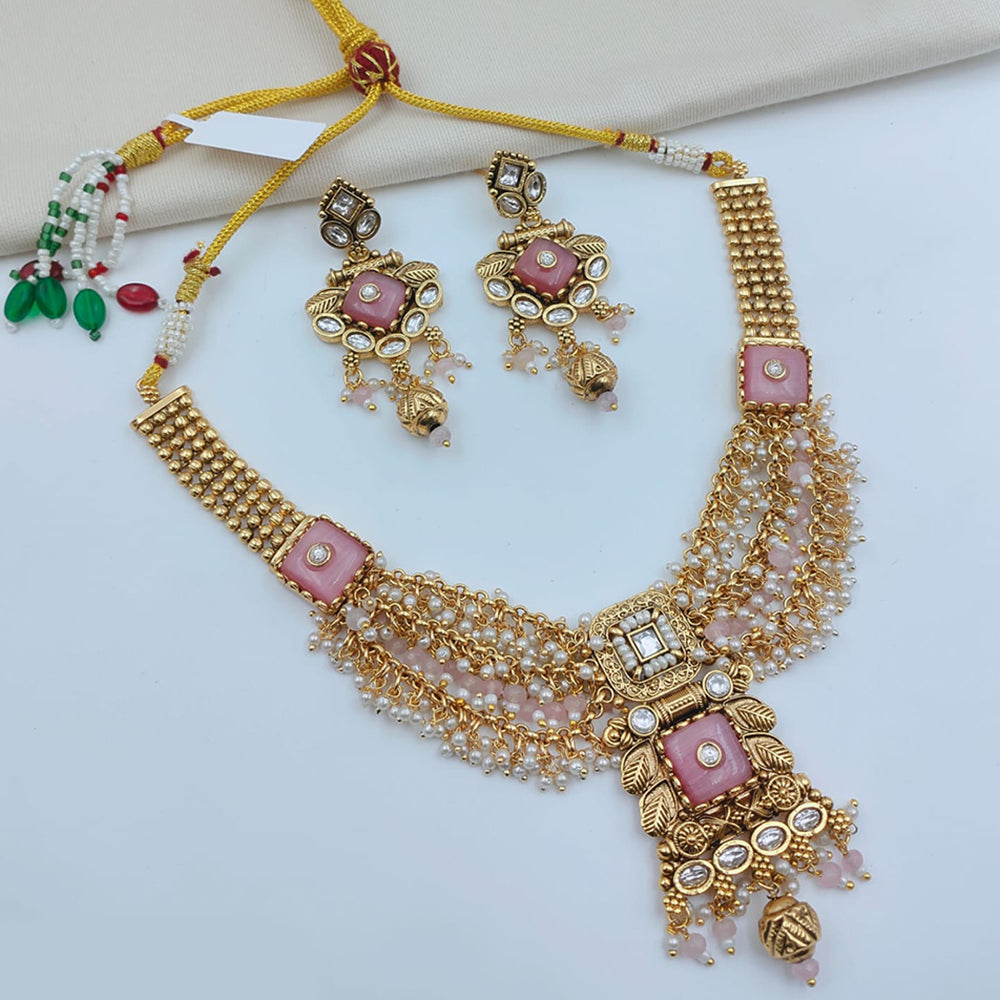 Lucentarts Jewellery Premium Pota Stone And Pearl Necklace Set