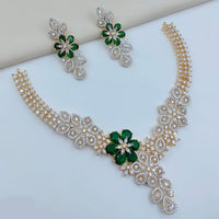 Lucentarts Jewellery Sparkling American Diamond Necklace Set for Women