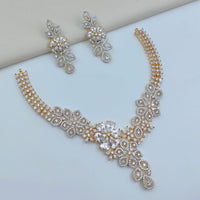 Lucentarts Jewellery Sparkling American Diamond Necklace Set for Women