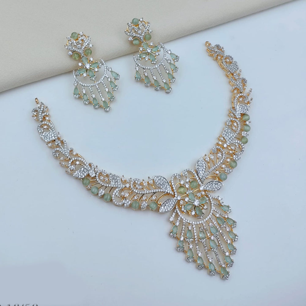 Lucentarts Jewellery Sparkling American Diamond Necklace Set for Women