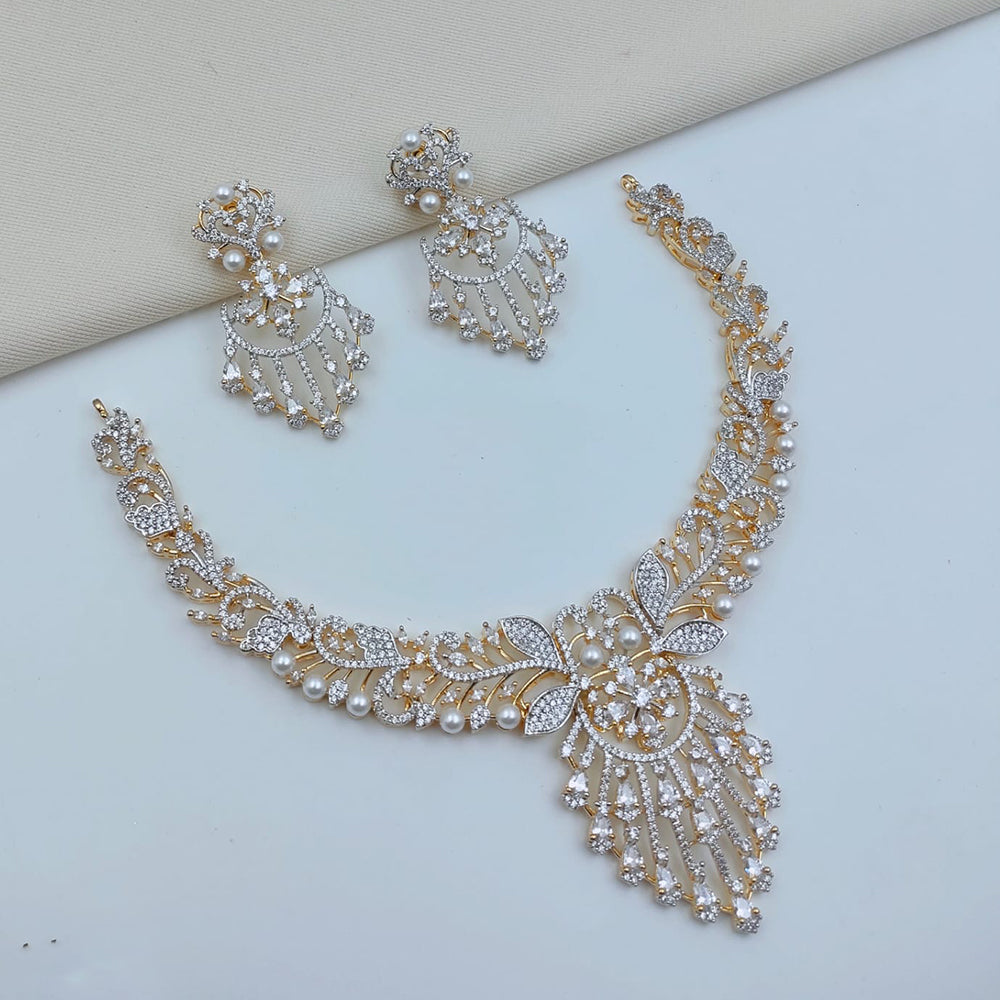 Lucentarts Jewellery Sparkling American Diamond Necklace Set for Women