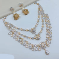 Lucentarts Jewellery Sparkling American Diamond Necklace Set for Women