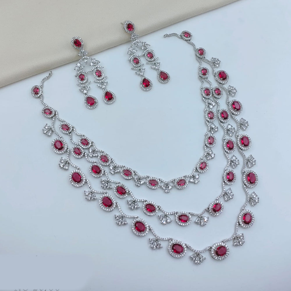 Lucentarts Jewellery Sparkling American Diamond Necklace Set for Women