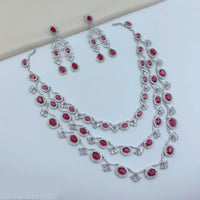 Lucentarts Jewellery Sparkling American Diamond Necklace Set for Women