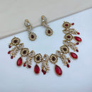 Lucentarts Jewellery Premium Pota Stone And Pearl Necklace Set