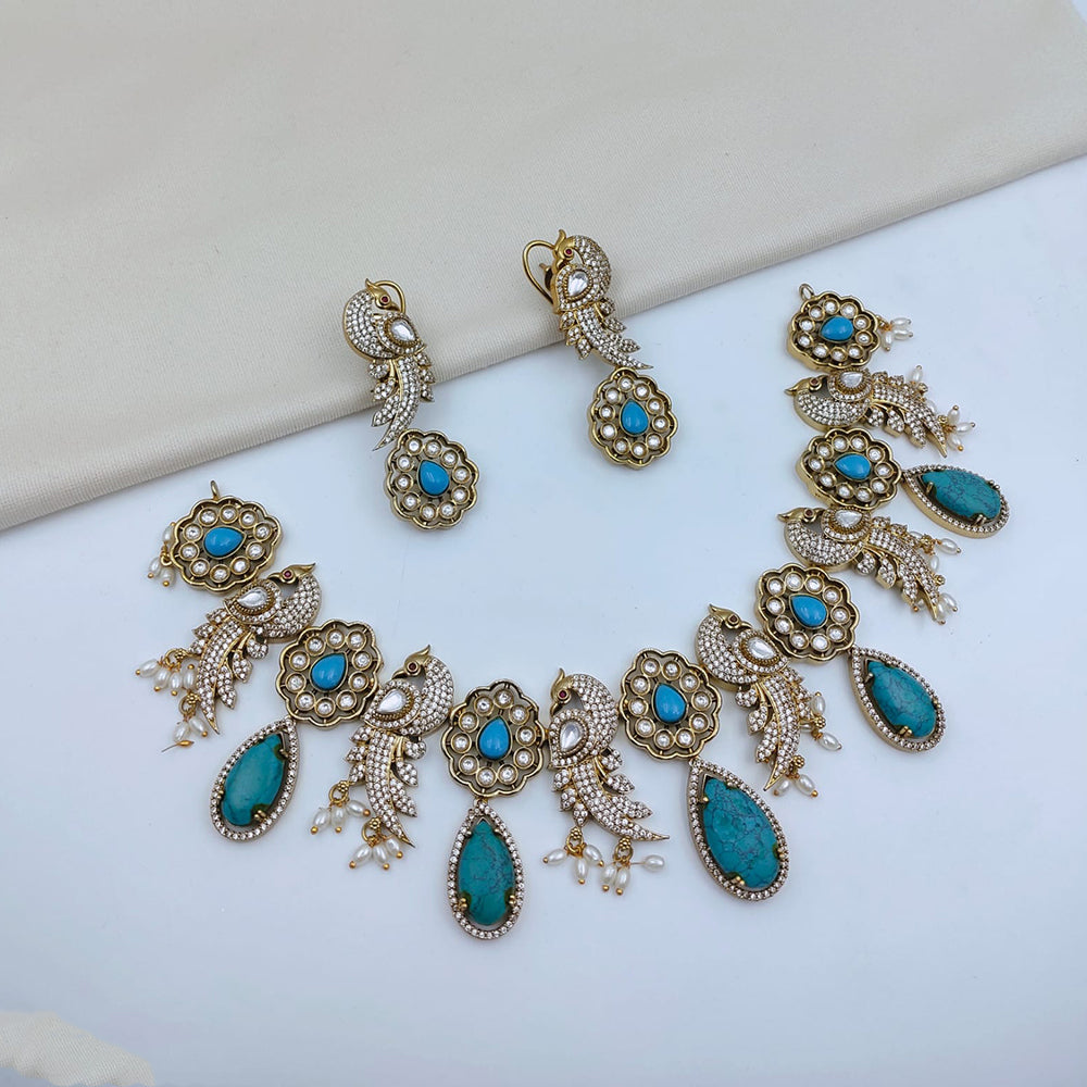 Lucentarts Jewellery Premium Pota Stone And Pearl Necklace Set