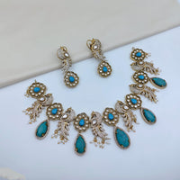 Lucentarts Jewellery Premium Pota Stone And Pearl Necklace Set
