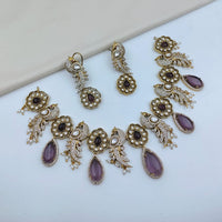 Lucentarts Jewellery Premium Pota Stone And Pearl Necklace Set