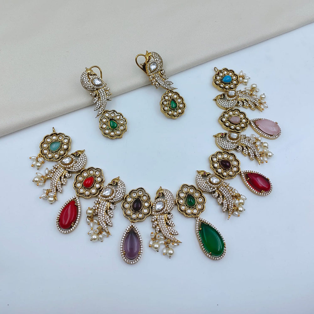 Lucentarts Jewellery Premium Pota Stone And Pearl Necklace Set