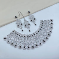 Lucentarts Jewellery Sparkling American Diamond Choker Necklace Set for Women