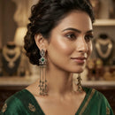 Lucentarts Jewellery Trendy Pota Stone And Pearl Dangler Kashmiri Earrings