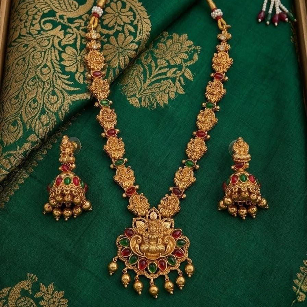 Lucentarts Jewellery Pota Stone And Pearl "Lakshmi " Necklace Set