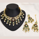 Lucentarts Jewellery Premium Crystal Stone And Beads Necklace Set  With Maang Tikka