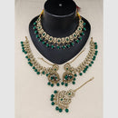 Lucentarts Jewellery Premium Crystal Stone And Beads Necklace Set  With Maang Tikka