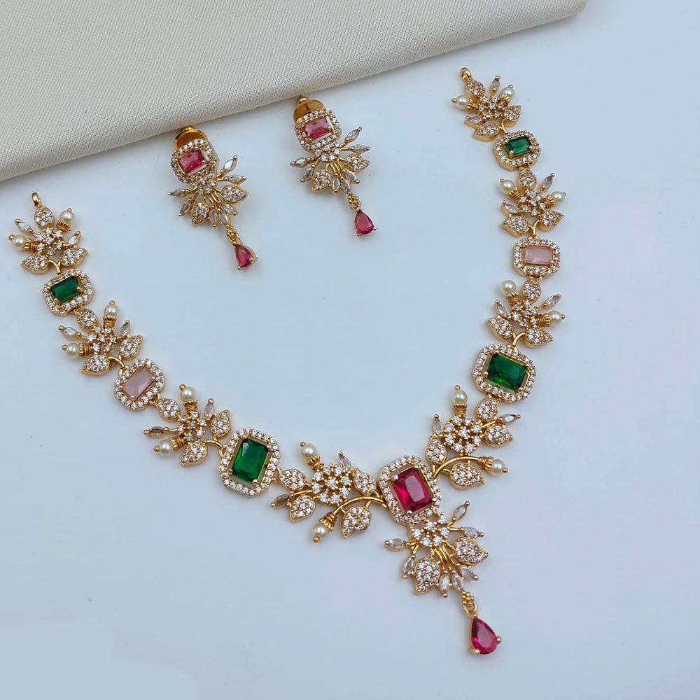 Lucentarts Jewellery Sparkling American Diamond Necklace Set for Women