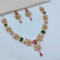 Lucentarts Jewellery Sparkling American Diamond Necklace Set for Women