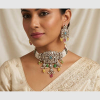 Lucentarts Jewellery Designer Polki Kundan Stone And Beads Choker Necklace Set