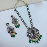 Lucentarts Jewellery Heritage Pota Stone Pearl And Beads Temple Necklace Set