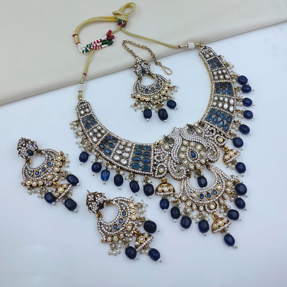 Lucentarts Jewellery Heritage Pota Stone Pearl And Beads Necklace Set