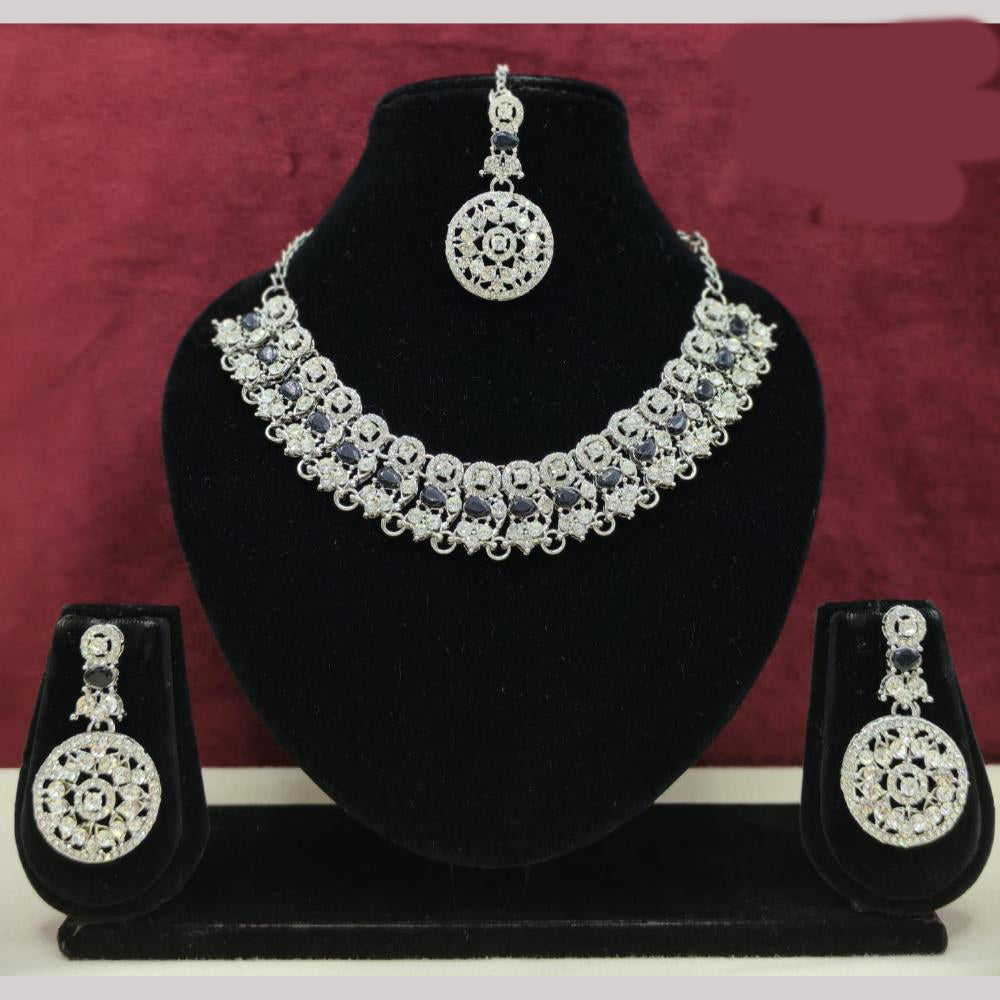 Lucentarts Jewellery Sparkling American Diamond Necklace Set for Women