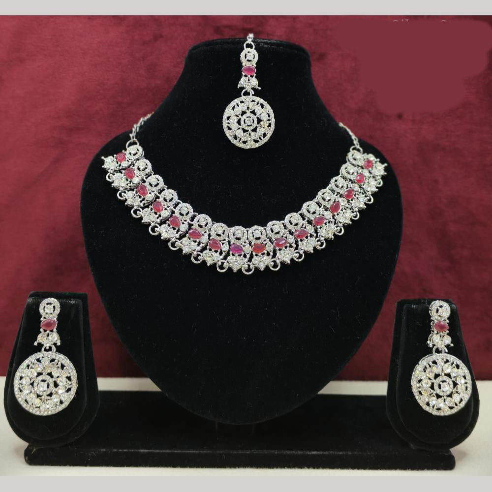 Lucentarts Jewellery Sparkling American Diamond Necklace Set for Women