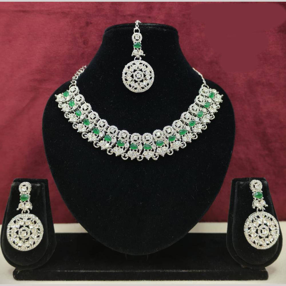 Lucentarts Jewellery Sparkling American Diamond Necklace Set for Women
