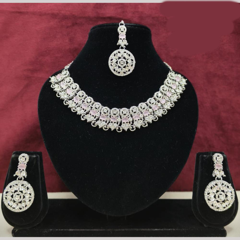 Lucentarts Jewellery Sparkling American Diamond Necklace Set for Women