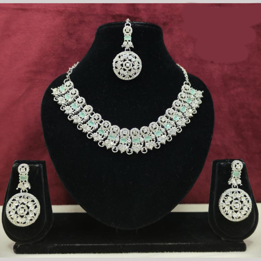 Lucentarts Jewellery Sparkling American Diamond Necklace Set for Women