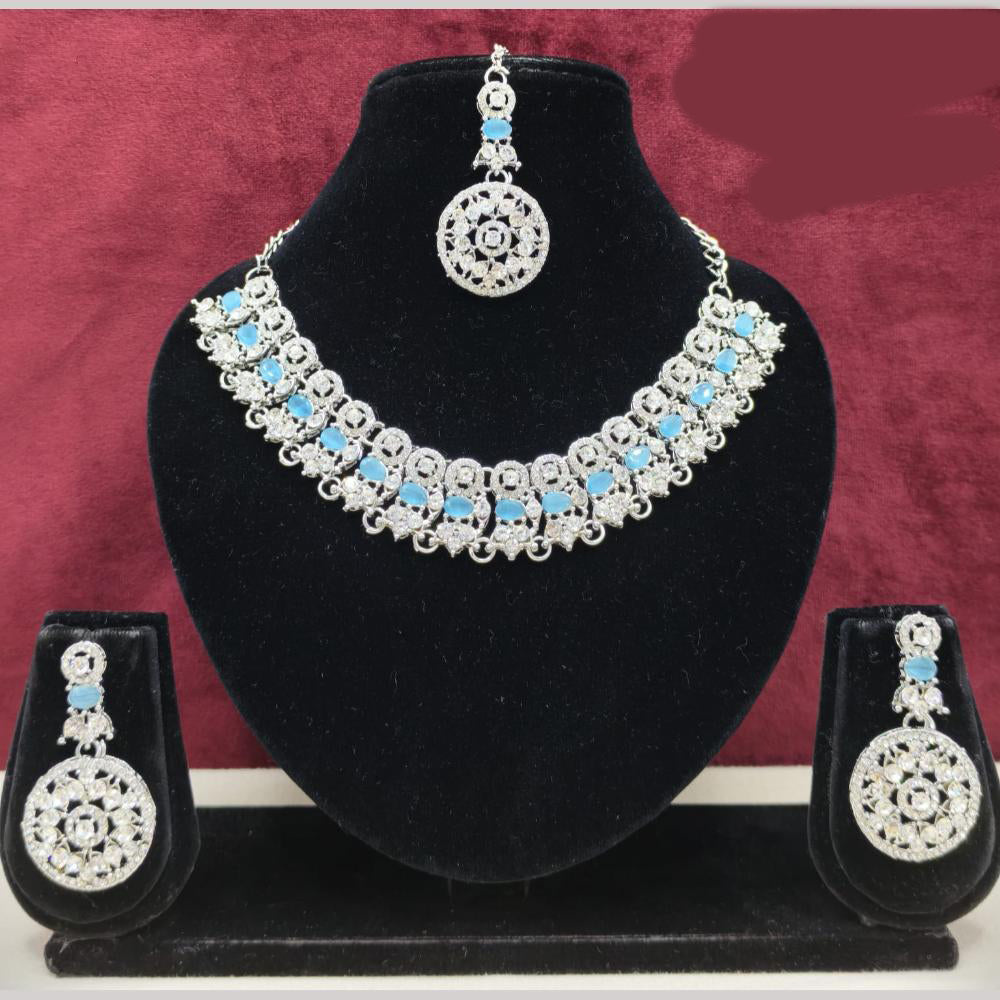 Lucentarts Jewellery Sparkling American Diamond Necklace Set for Women