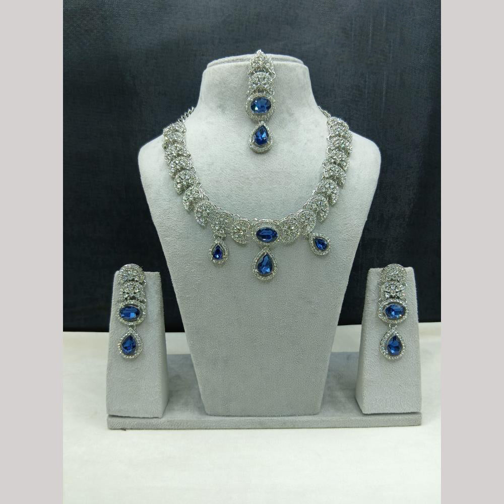 Lucentarts Jewellery Sparkling American Diamond Necklace Set for Women