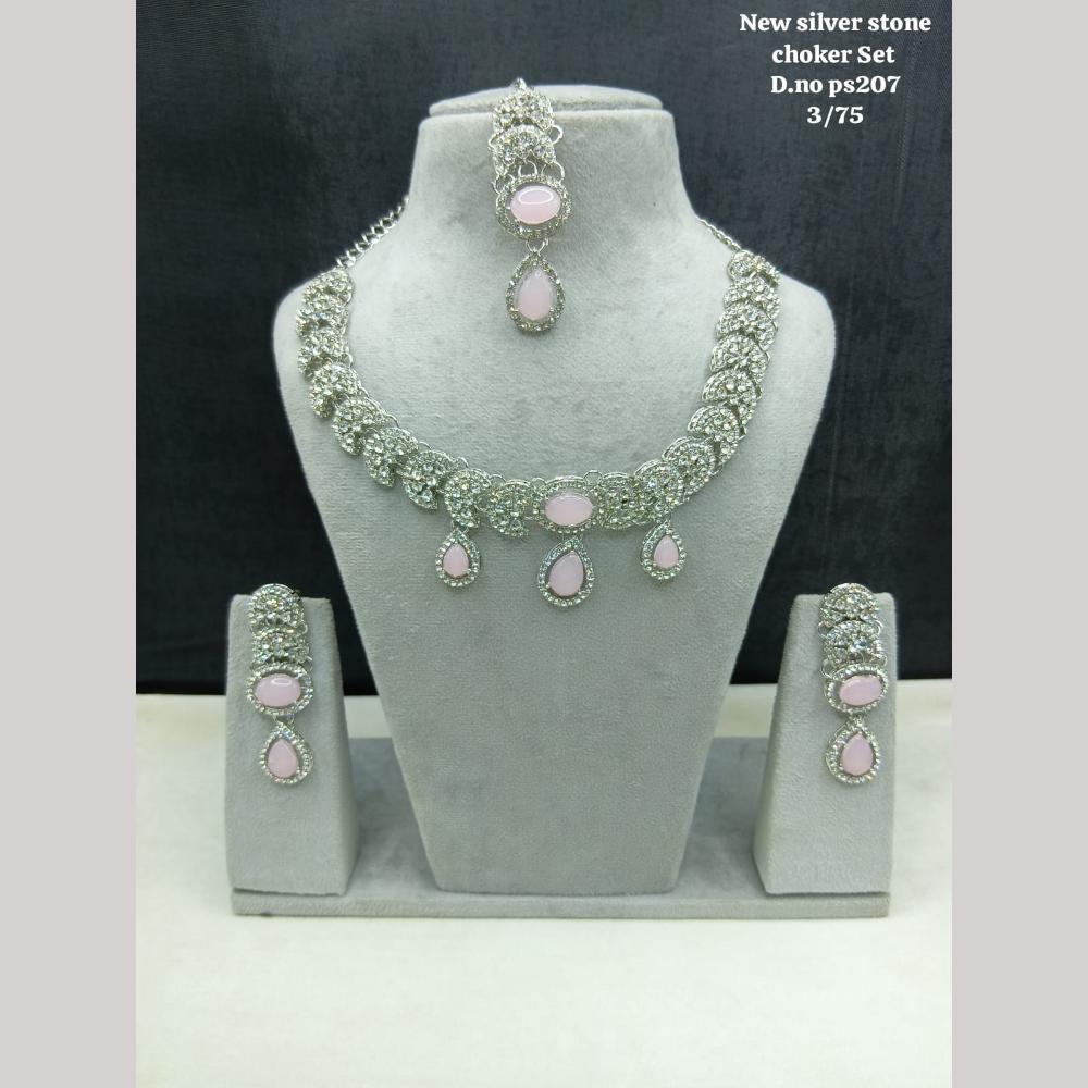 Lucentarts Jewellery Sparkling American Diamond Necklace Set for Women