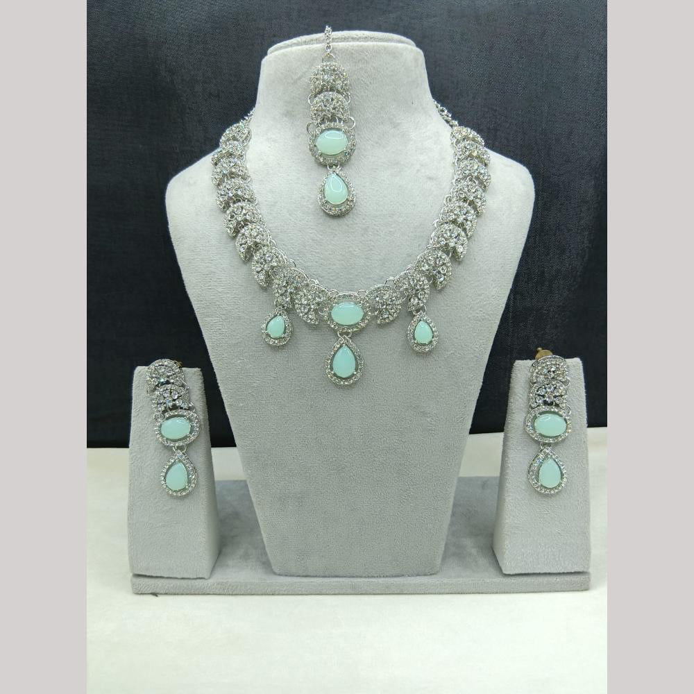 Lucentarts Jewellery Sparkling American Diamond Necklace Set for Women