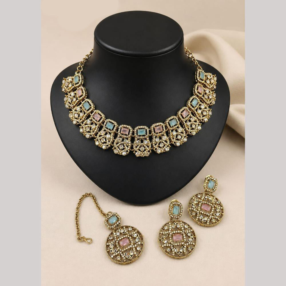 Lucentarts Jewellery Sparkling American Diamond Necklace Set for Women