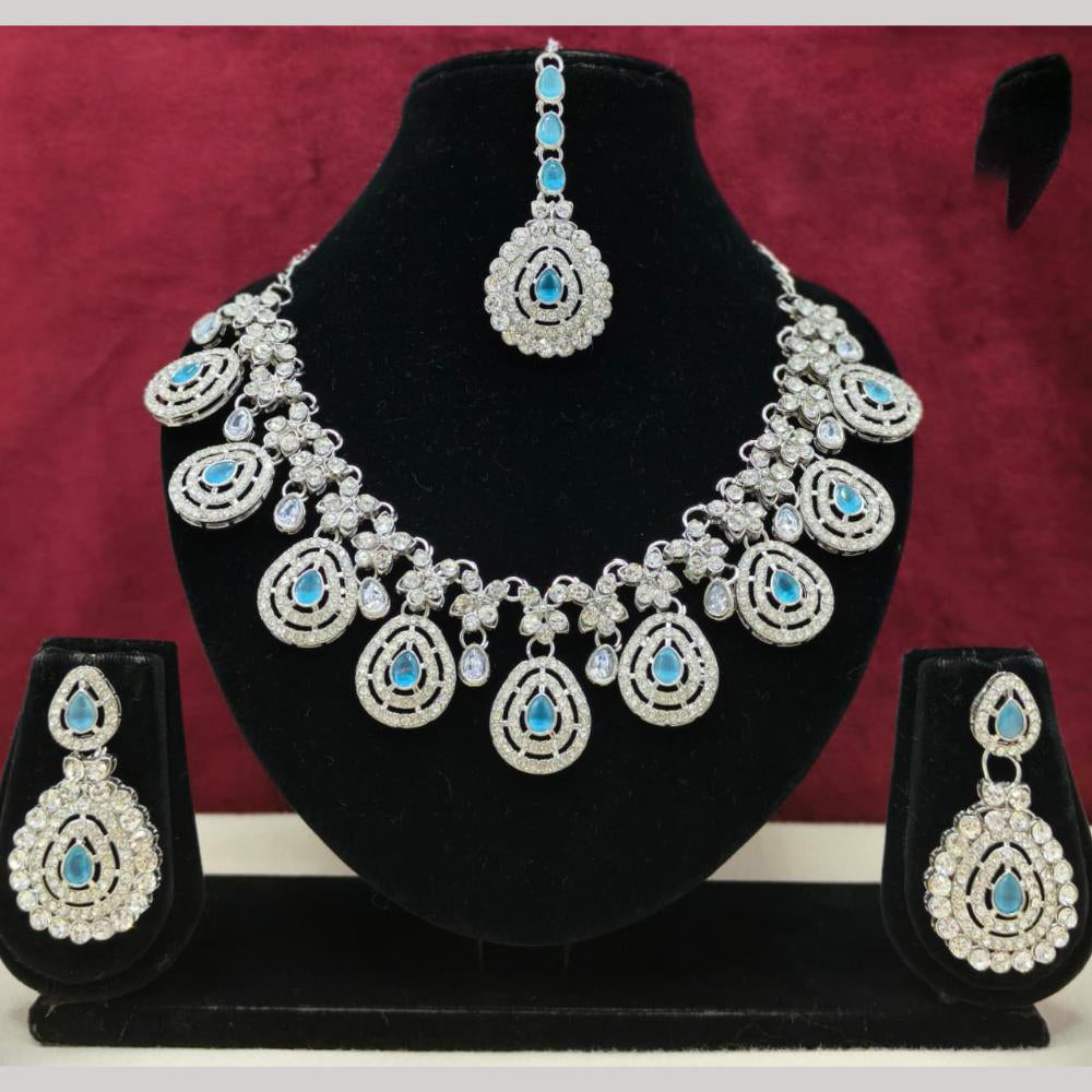 Lucentarts Jewellery Sparkling American Diamond Necklace Set for Women