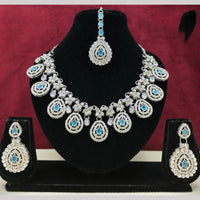 Lucentarts Jewellery Sparkling American Diamond Necklace Set for Women