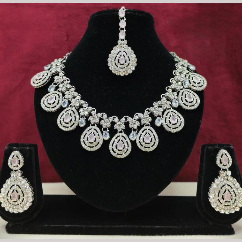Lucentarts Jewellery Sparkling American Diamond Necklace Set for Women