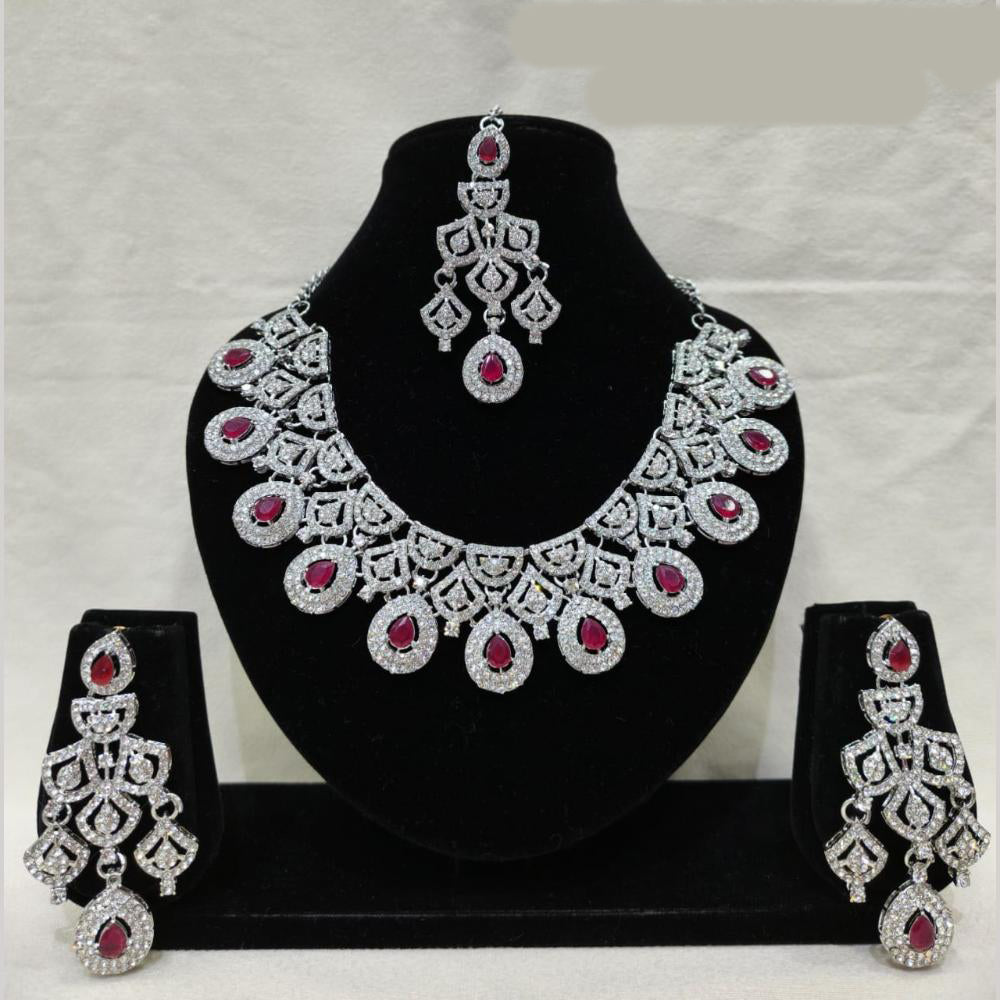 Lucentarts Jewellery Sparkling American Diamond Necklace Set for Women