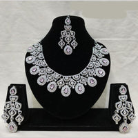 Lucentarts Jewellery Sparkling American Diamond Necklace Set for Women