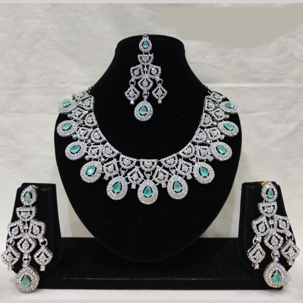 Lucentarts Jewellery Sparkling American Diamond Necklace Set for Women