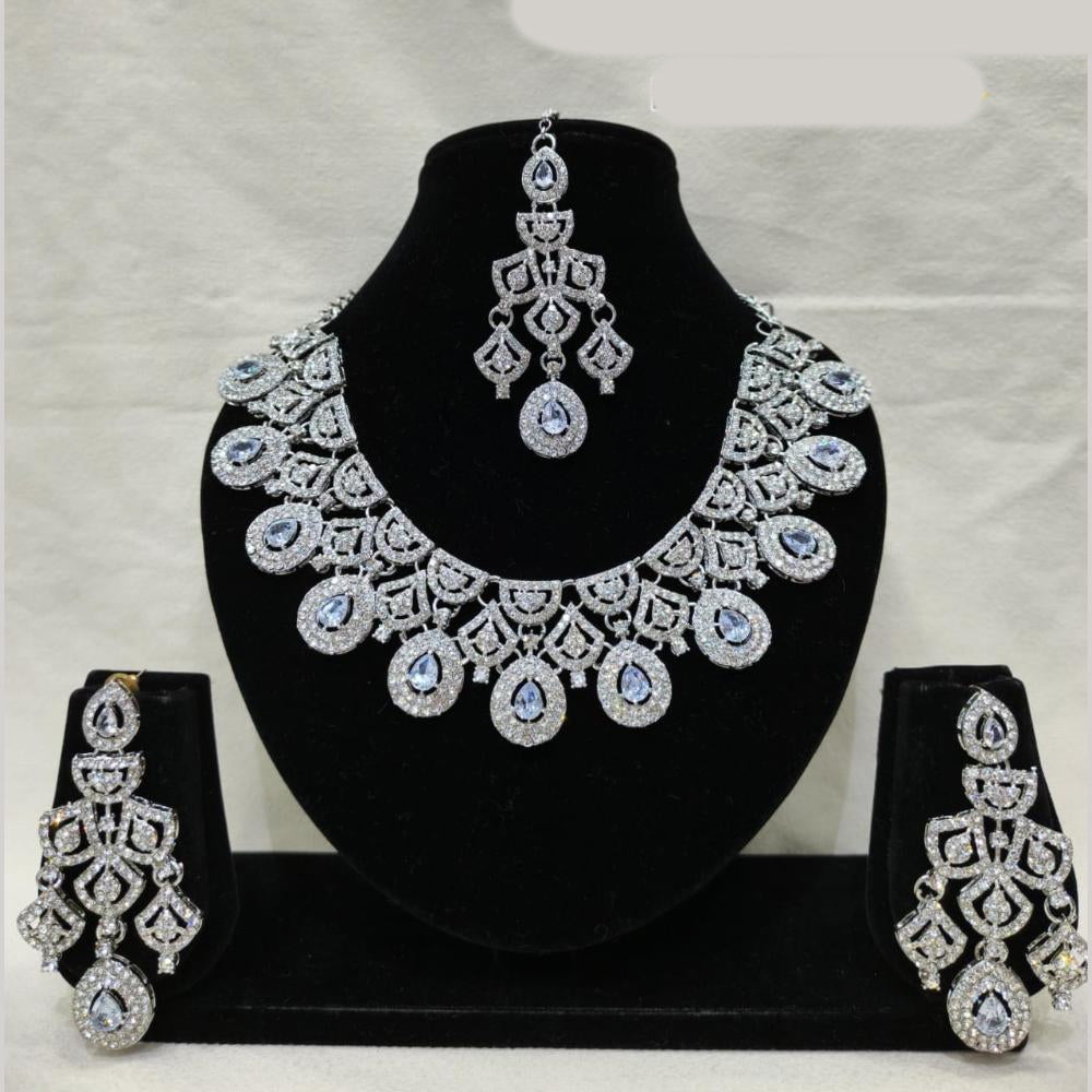 Lucentarts Jewellery Sparkling American Diamond Necklace Set for Women