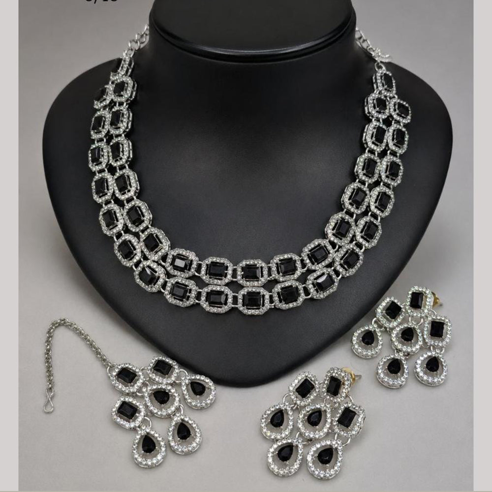 Lucentarts Jewellery Sparkling American Diamond Necklace Set for Women