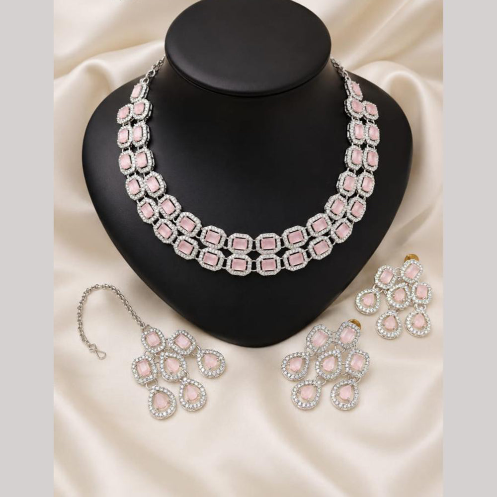 Lucentarts Jewellery Sparkling American Diamond Necklace Set for Women
