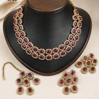 Lucentarts Jewellery Sparkling American Diamond Necklace Set for Women