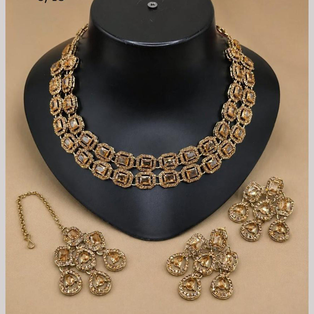 Lucentarts Jewellery Sparkling American Diamond Necklace Set for Women