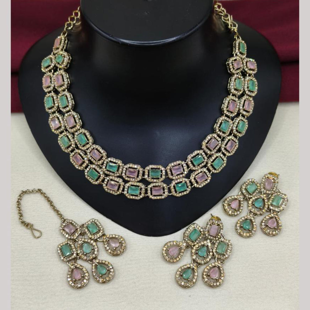 Lucentarts Jewellery Sparkling American Diamond Necklace Set for Women
