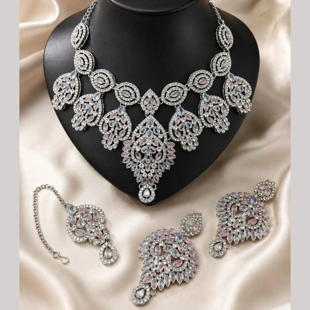 Lucentarts Jewellery Kundan And Crystal Stone Necklace Set for Women