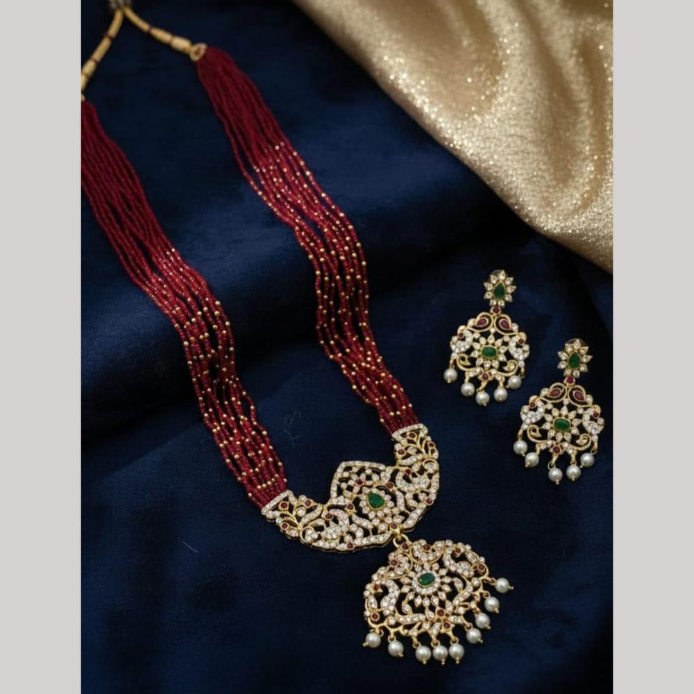 Lucentarts Jewellery Pota And Austrian Stone Long Necklace Set for Women