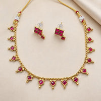 Lucentarts Jewellery Gold Plated Pota Stone Choker Necklace Set