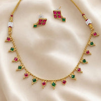 Lucentarts Jewellery Gold Plated Pota Stone Choker Necklace Set