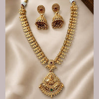 Lucentarts Jewellery Gold Plated Pota Stone Temple Necklace Set